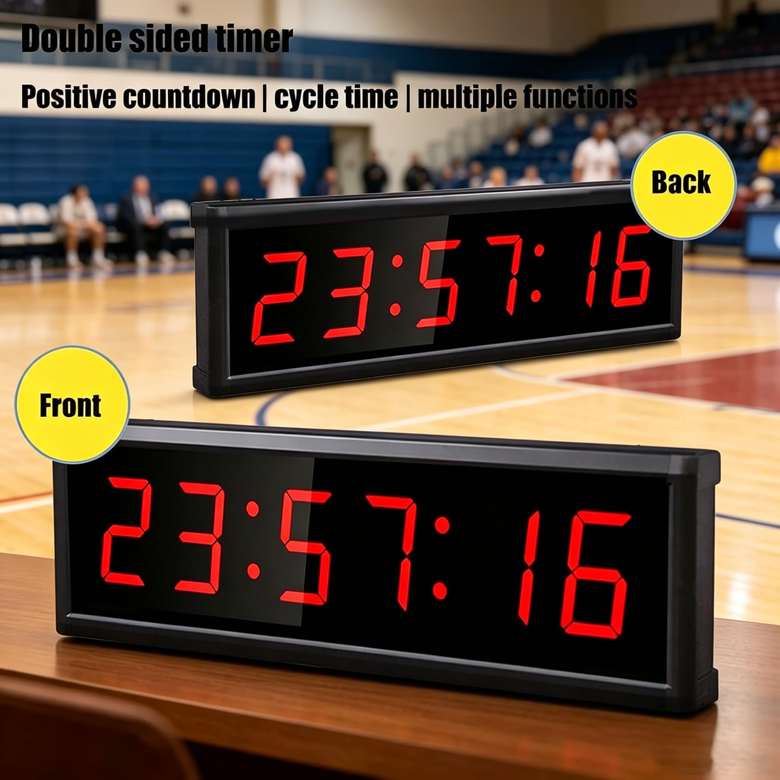 Reloj De Pared Digital con Temporizador, Pantalla De 3,8 Cm (1,5 Pulgadas) De Doble Cara, con Trípode Y Control Remoto. Funciones: Cronometraje Preciso, Ciclo, Cronómetro, Cuenta Regresiva Y