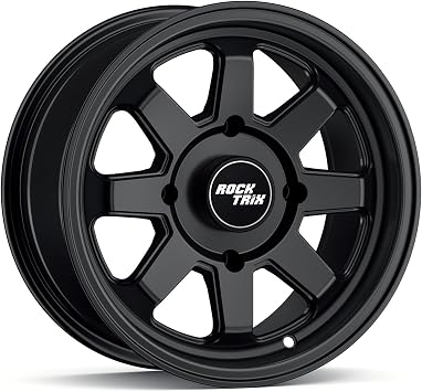 RockTrix RT116 15x7 ATV Wheel 4x110, 4+3 Offset 10mm, 4/110 UTV Rim Compatible with Honda Pioneer, Yamaha Rhino Viking Wolverine, Also Fits CFMOTO UFORCE ZFORCE Segway, Matte Black Single