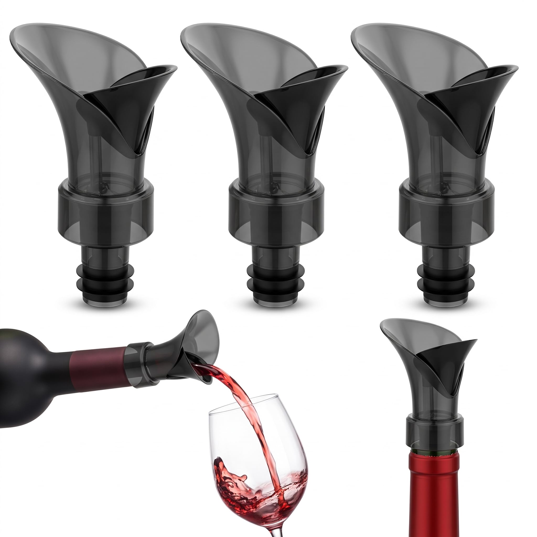 6pcs Wine Savers Vacuum Pump, Slow Wine Pourer &amp; Wine Vacuum Pump Set