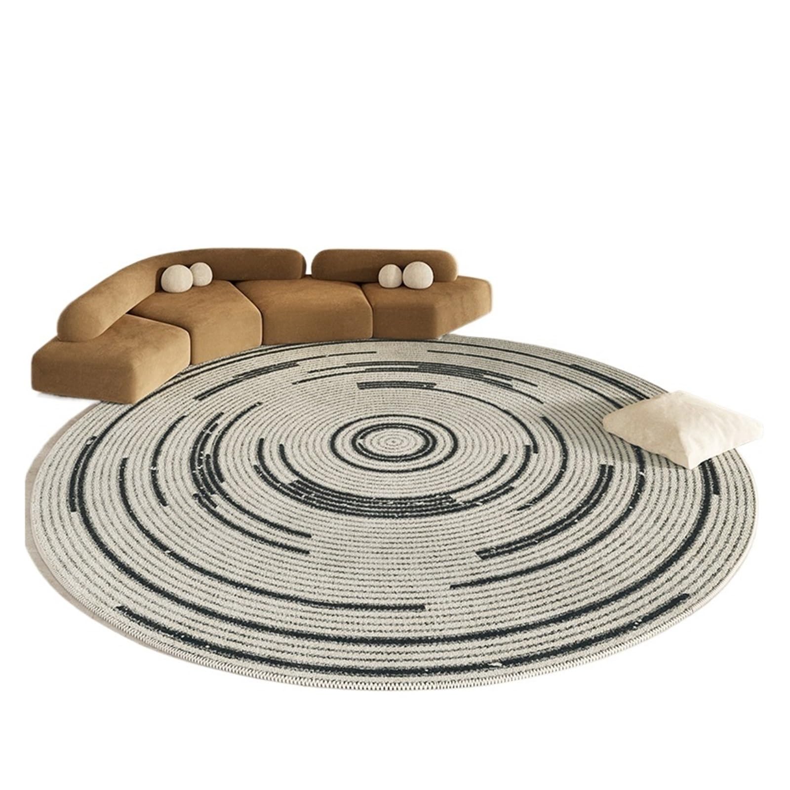 Grand tapis de salon haut de gamme imperméable format rond 250cm