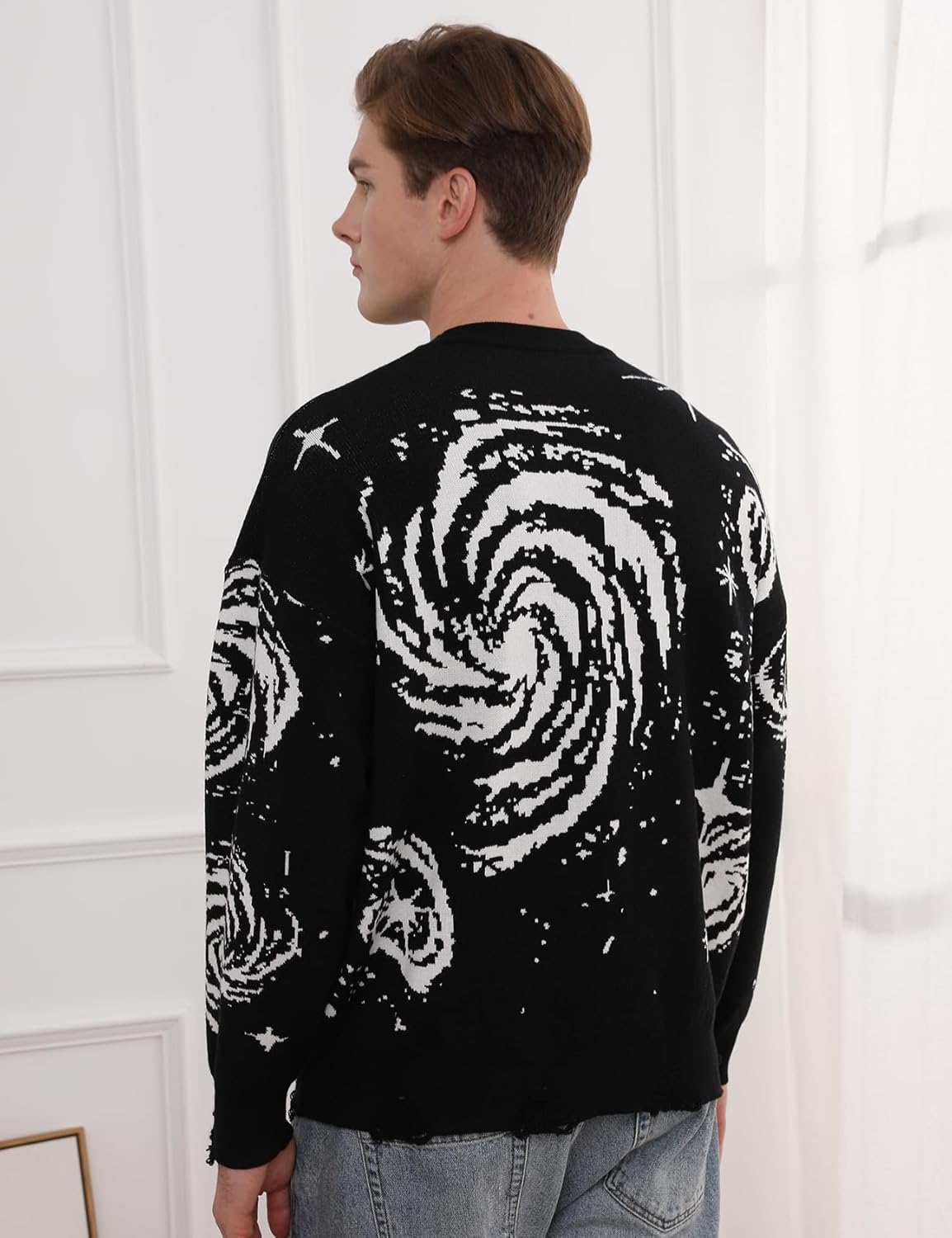 Yimoon Mens Oversized Sweaters Graphic Crewneck Knit Pullover Unisex Y2K Streetwear Jumper Tops - Image 4