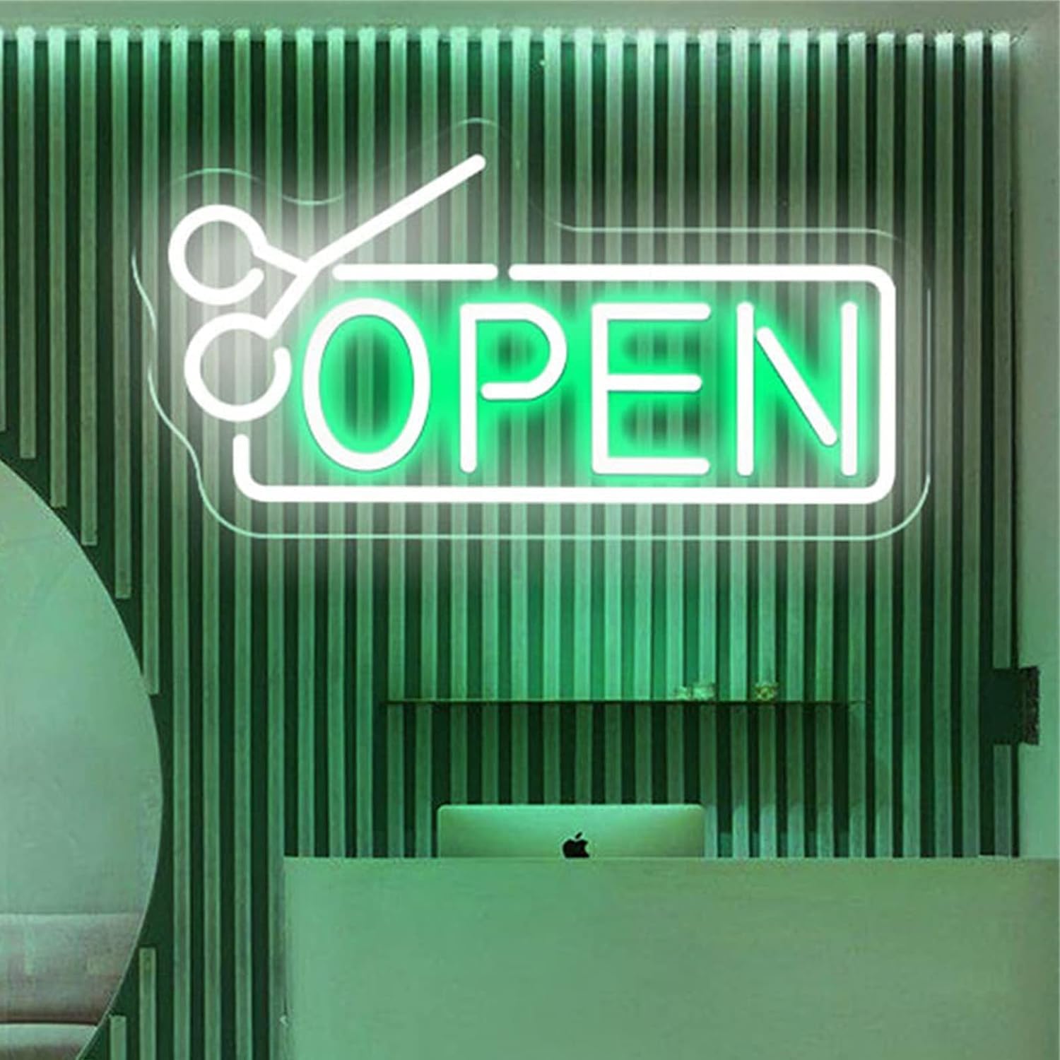 KIJyfgTR LED Neon Light Sign Barber Shop Neon Signs Hair Salon Decor LED Neon Lights, Window Wall Hanging Night Lights Luminous Signboard, 40X21cm