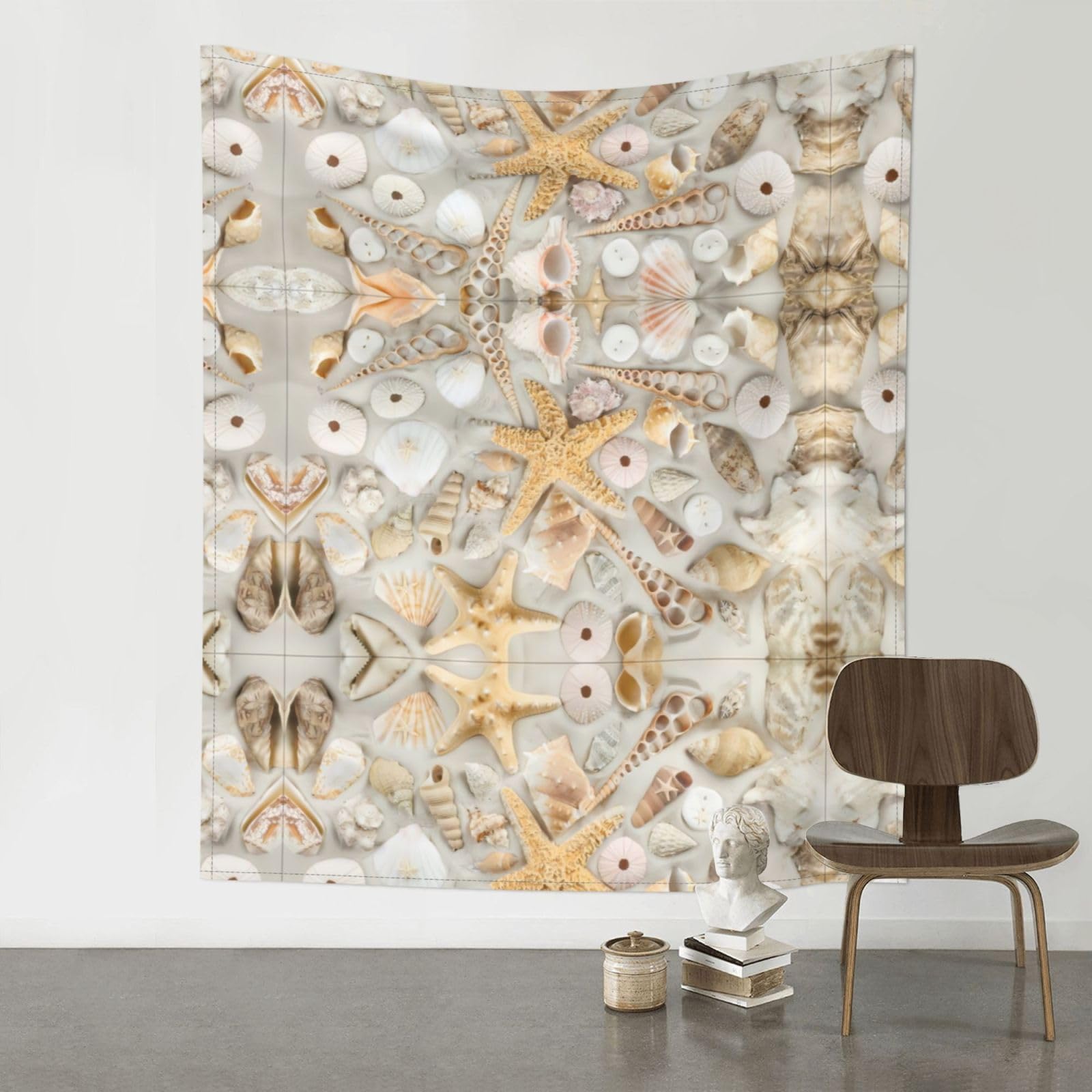 YYHHAOFA Starfish Seashell Sandy Beach Prints 60x51in Wall Tapestry - Durable Polyester Throw Blanket for Dorm Decor, Beach Picnics & Versatile Room Layering