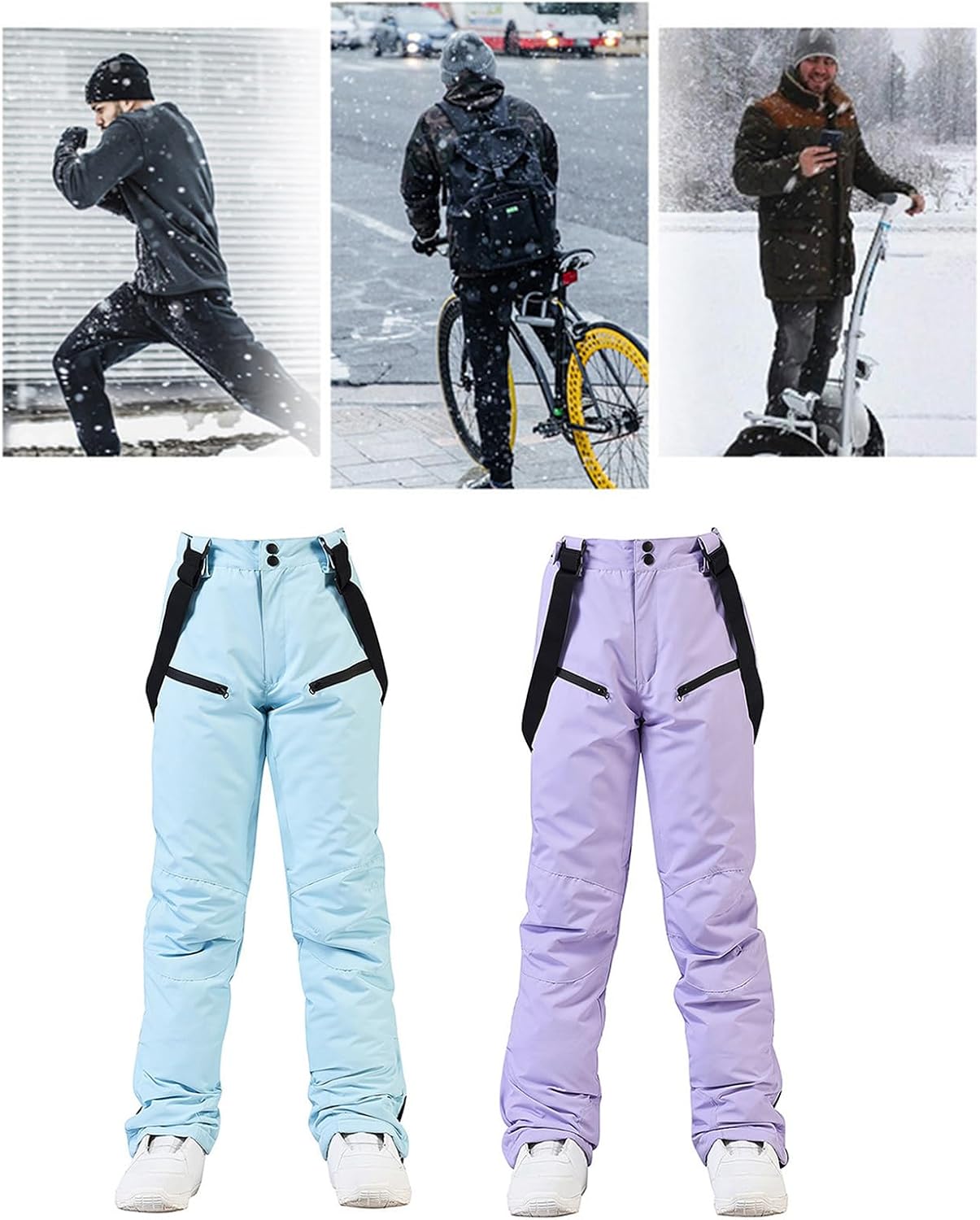 Skiing Pants for Men Women Insulated Windproof Water Snow Pants Ski Trousers Adjustable Detachable Strap