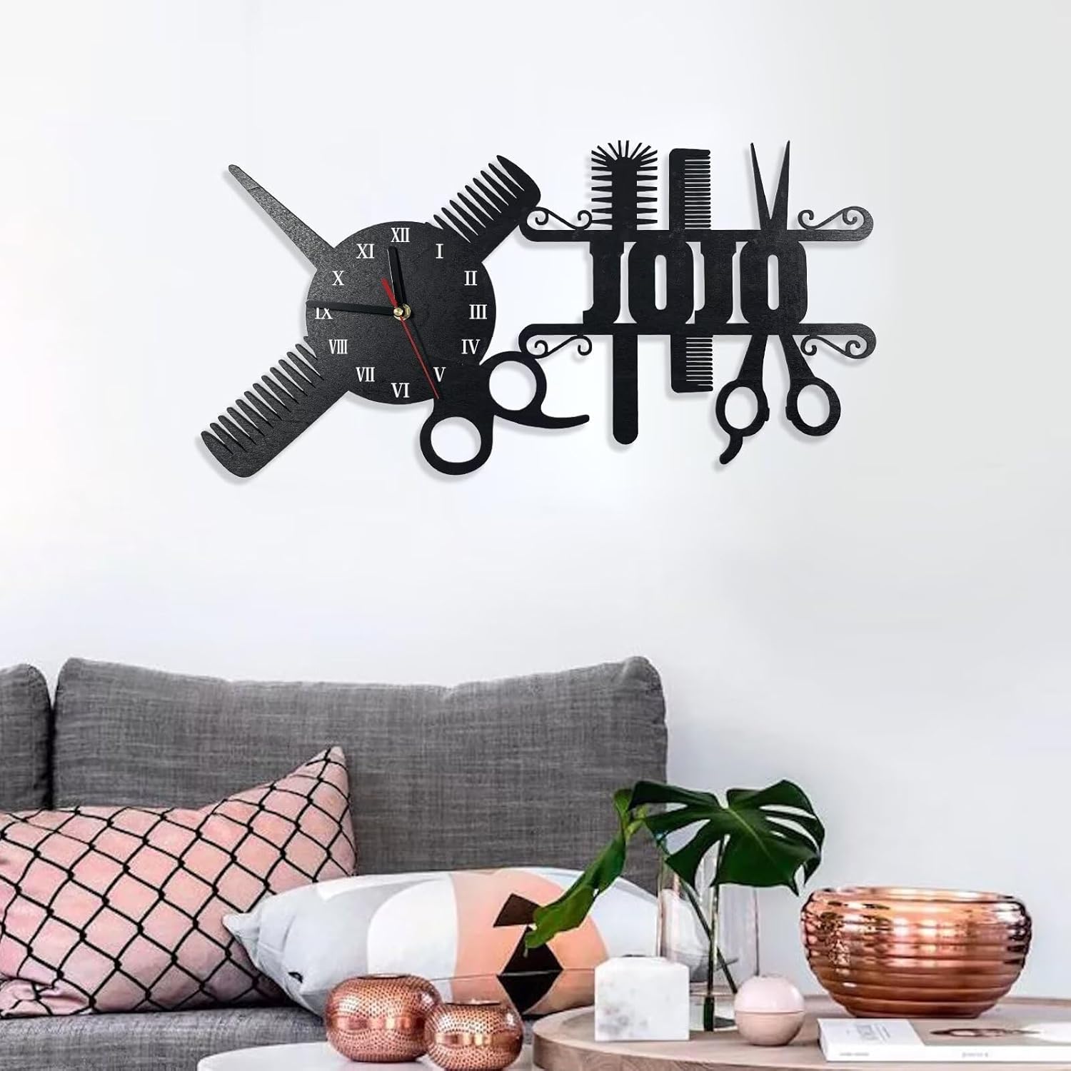 Customizable Name Barbershop Clock, 22in x 10.82in Black Rectangular Wall Clock, Personalized Barbershop Logo Light, Salon Creative Clock, Custom Hairdresser Wall Clock, Gift for Barber Friend