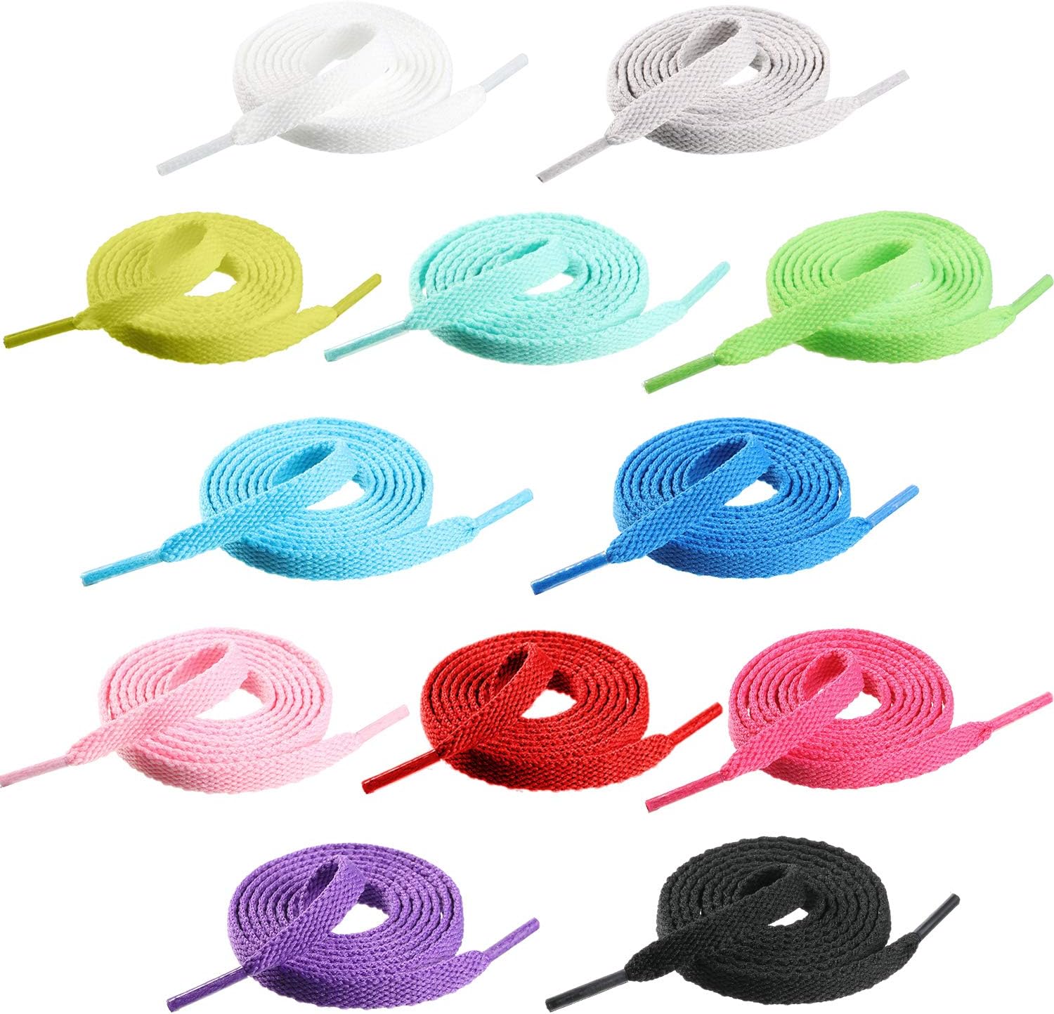 WILLBOND 12 Pairs 40 Inch Colored Flat Shoe Laces Athletic Shoelaces Replacements for Sneakers