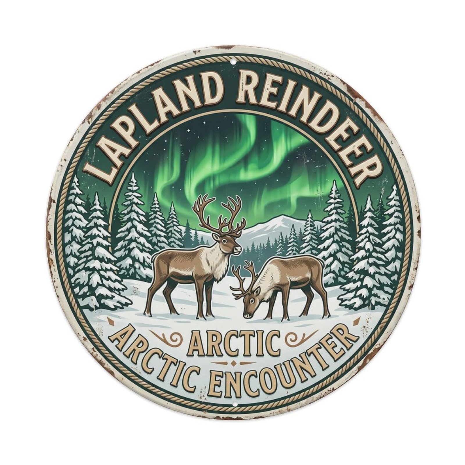 Reindeer Arctic Encounter Lapland Wildlife Metal Tin Sign