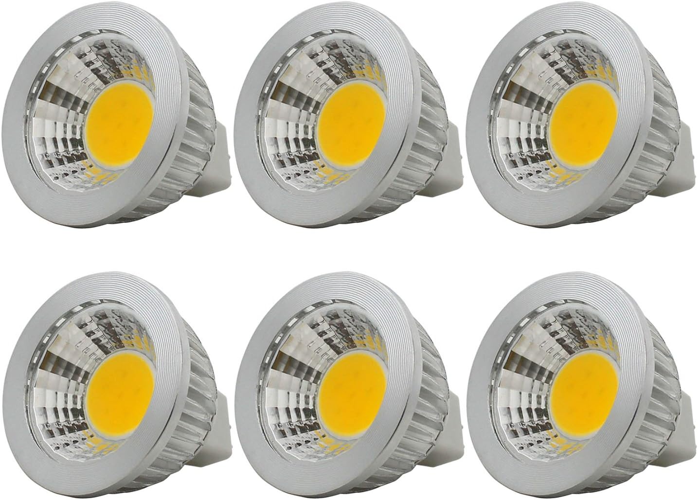 MR16/GU5.3 3W LED Bulbs Warm White 2700K 210LM,DC 12V, 20 Watt Incandescent Equivalent, Ultra Bright Energy Saving Spotlight, LED Lamp for Recessed Lighting Track Lighting, Pack of 6