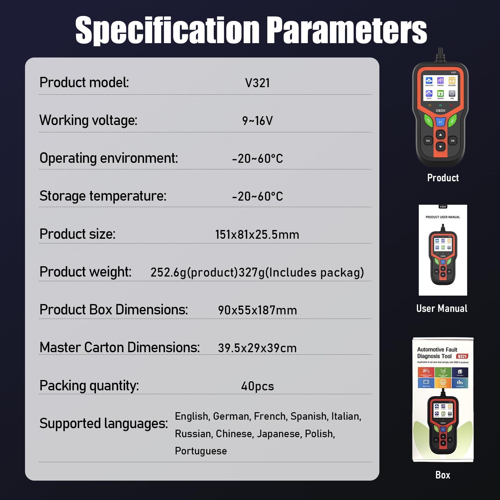 OBD2 OBD2 OBD-diagnoza OBD ondersteunt meerdere talent: OBD EOBD diagnosescanner voor alle voertuigen - professioneel OBDII-diagnosegereedschap voor het bewaken van het motorcontrolelampje