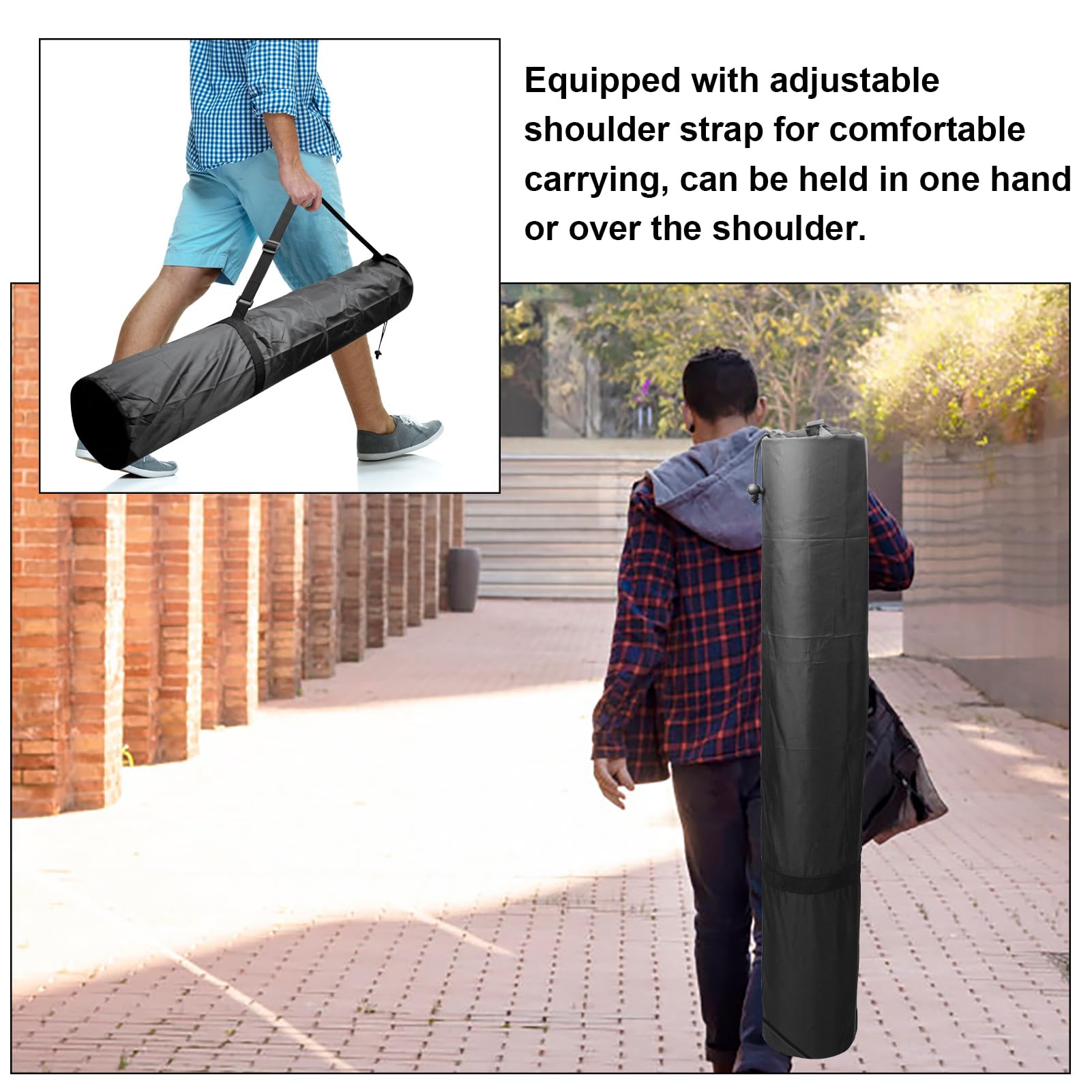 Lot de 2 sacs de transport pour trépied, sac de rangement avec cordon de serrage, sac de transport portable, sac de transport pour poteaux de tente, support lumineux (23 x 130 cm)