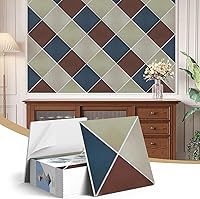 Vista 25 de Paquete de 12 paneles acústicos, paneles autoadhesivos con patrón de ladrillo 3D a prueba de sonido para paredes, paneles decorativos de pared