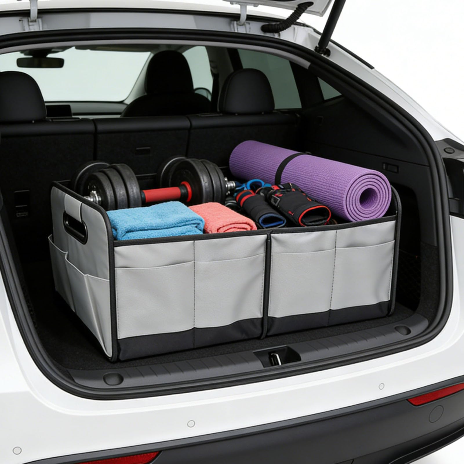 Ejoyous Organizzatore Pieghevole per Bagagliaio dell'auto, in Tessuto Oxford, 58 X 32 X 37 Cm, Multi Scomparto, Maniglie Pieghevoli, Base Antiscivolo, per SUV, Camion, Campeggio, Generi alimentari.