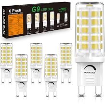 G9 LED Bulbs Dimmable, 40W Equivalent 120V, 6000K Daylight White, 400 Lumens, G9 Light Bulbs for Chandelier, 6 Pack