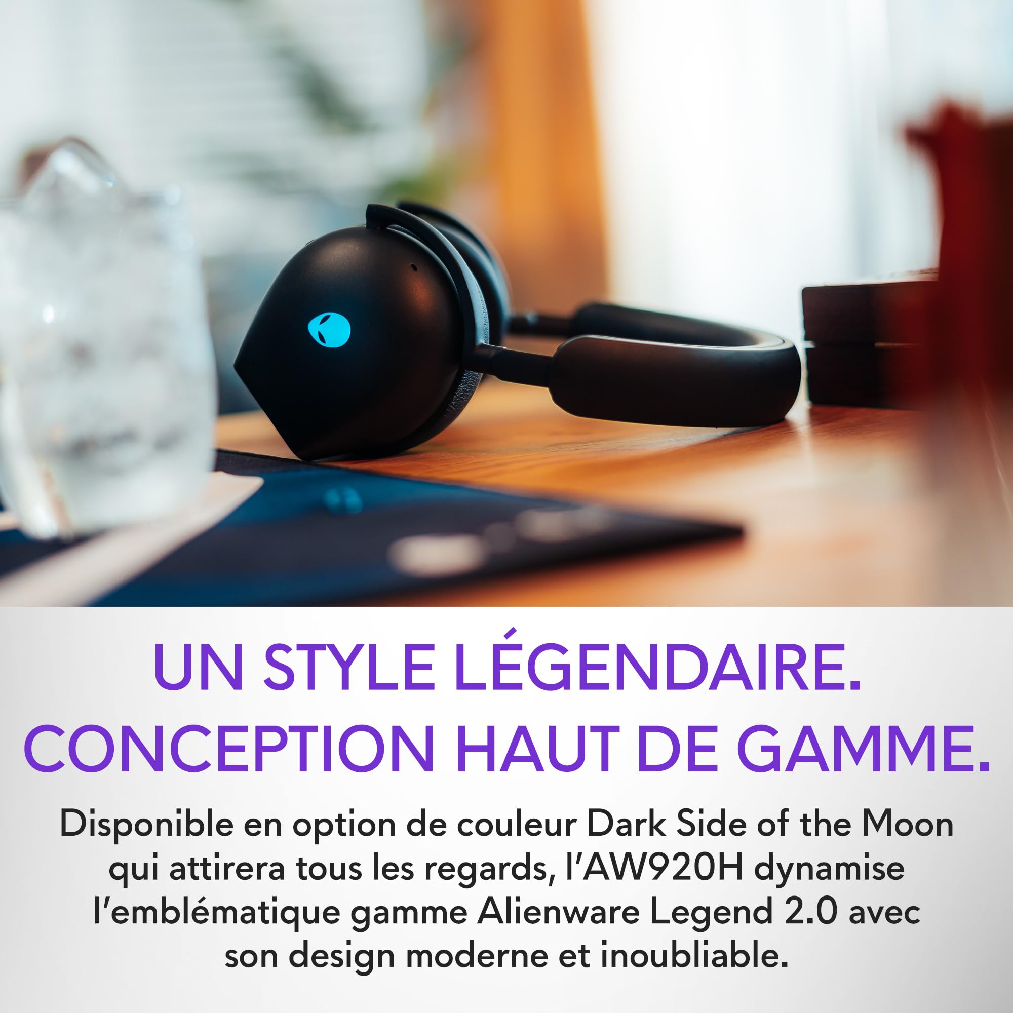 Casque de gaming Tri-Mode sans fil Alienware - AW920H, Dark Side of the Moon