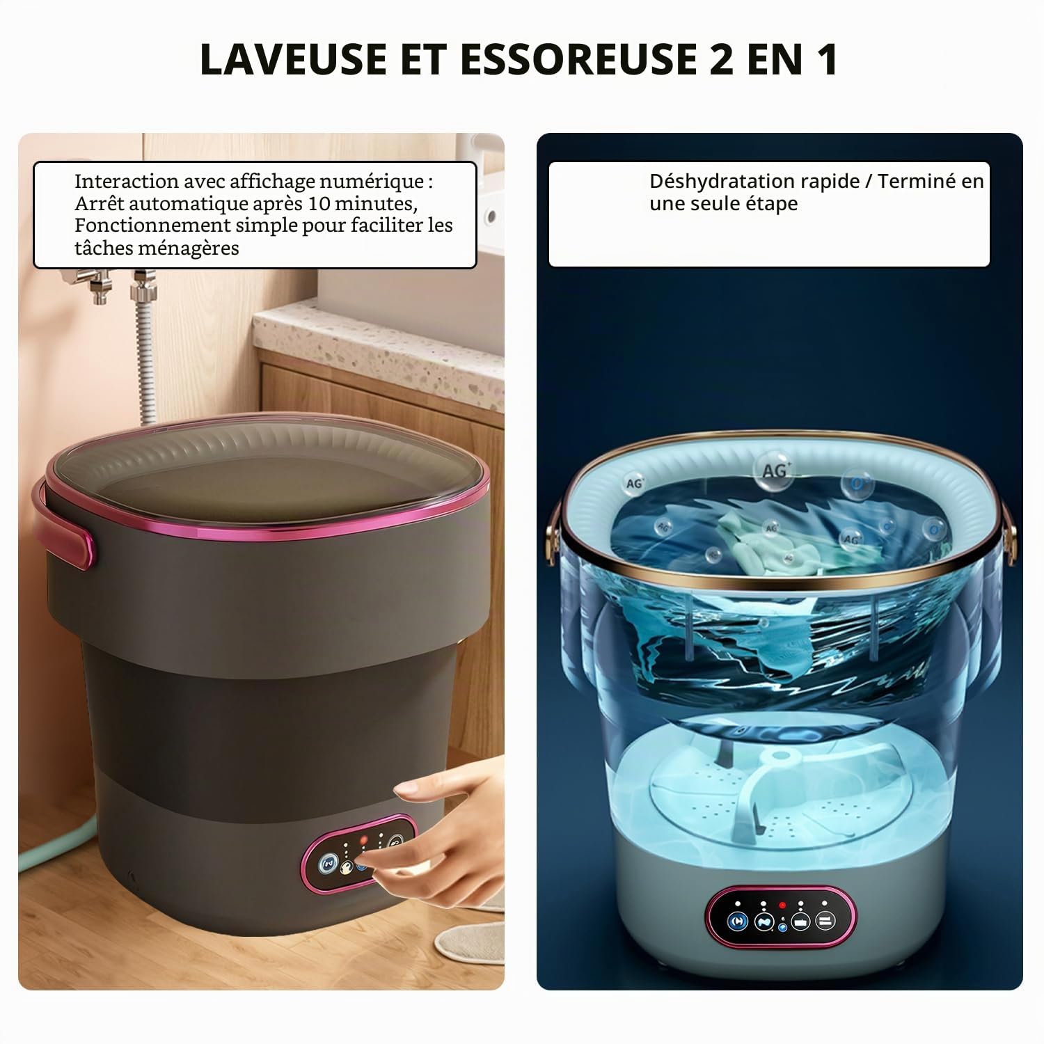 Mini Lave-Linge Pliable 15L – Machine à Laver Portable pour Voyage, Camping, Dortoir et Appartement – Idéal pour petits vêtements