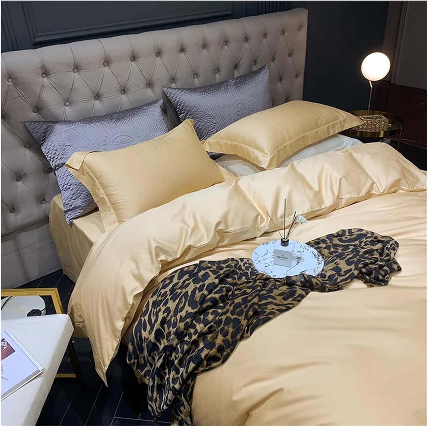 Luxury 1000TC Egyptian Cotton bedlinen Bedding Set King Queen Size Solid Color Duvet Cover Bed Sheet Set Pillowcases,Bed