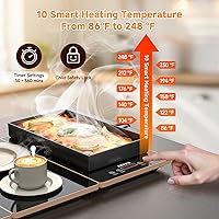 Vista 4 de FEPPO Electric Warming Tray, 4-in-1 Food Warmers for Parties Buffet with 10 Temp Settings and Timer, 33"x15" Glass Surface Warming Mat for Food