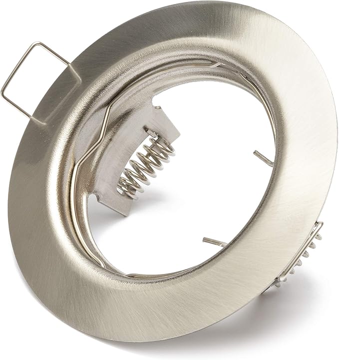 Lu-mi 1 x inbouwspot GU10 set – 1 stuk inbouwframe in geborsteld roestvrij staal incl. GU10-fitting voor LED of halogeenlampen, rond