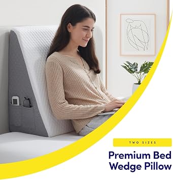 Premium Bed Wedge Pillow - Ergonomic Support for Sleeping, Post-Surgery, Acid Reflux Relief, and More - CertiPUR-US Certified Memory Foam - Removable Cover Included, Triangle, 24 x 24 x 12