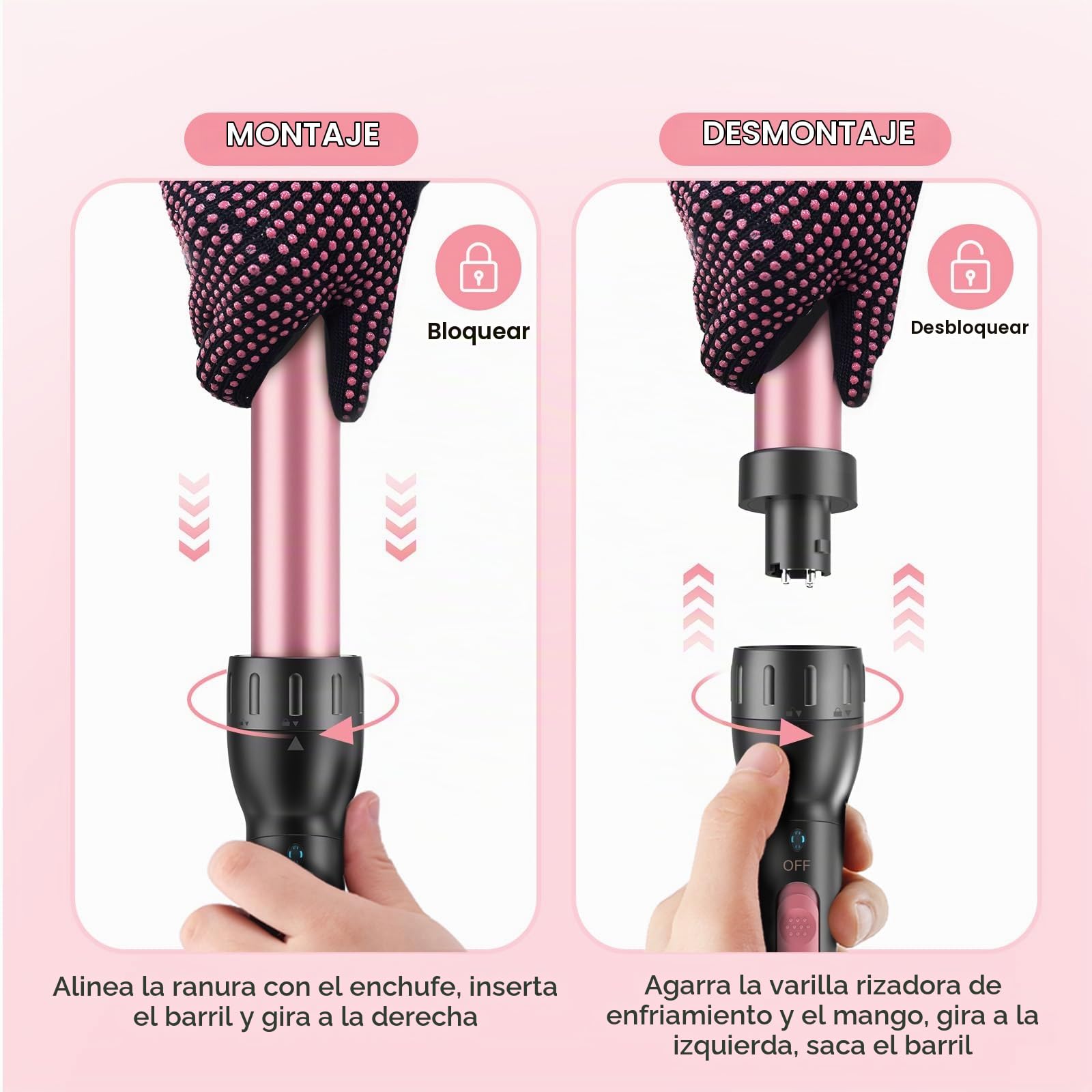 5 in 1 Rizador de Pelo con planchas del pelo, Rizador de Pelo Cerámica Antiestática Rizador pelo con Temperatura Regulable Calentamiento rápido