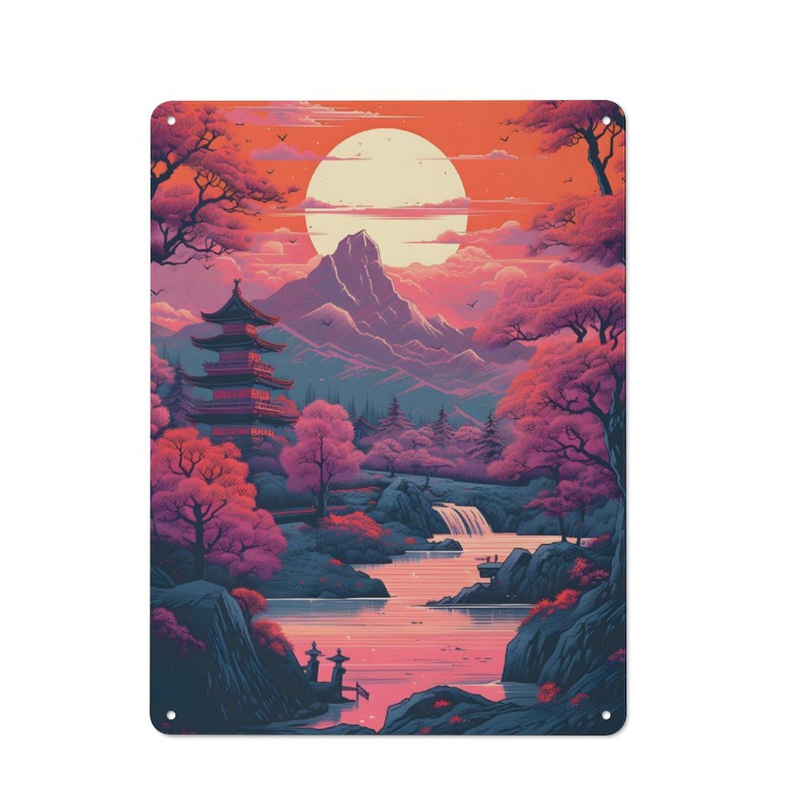 Junmoney Fantasy Nature Japan 05 For Garden Room Or Summerhouse, Vintage Tin Sign 40X30cm, A Metal Wall Feature For Garden Rooms And Summerhouses