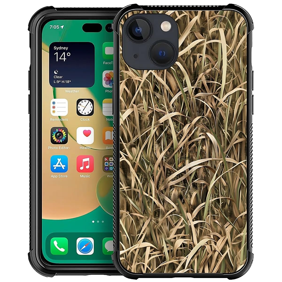 for iPhone 15 Case Classic Slim Cover Design Reed Grass Camouflage
