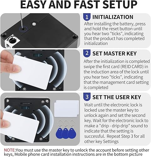 Miniatura 3 de Cerradura de gabinete oculta RFID, NFC compatible con gabinetes electrónicos invisibles, conexión RFID para gabinete oculto, cajón de madera,
