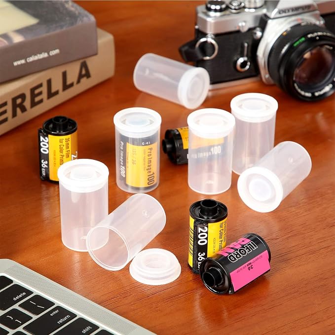 Contenedores de película para cámara de 35 mm, 15 piezas transparentes miniatura 2