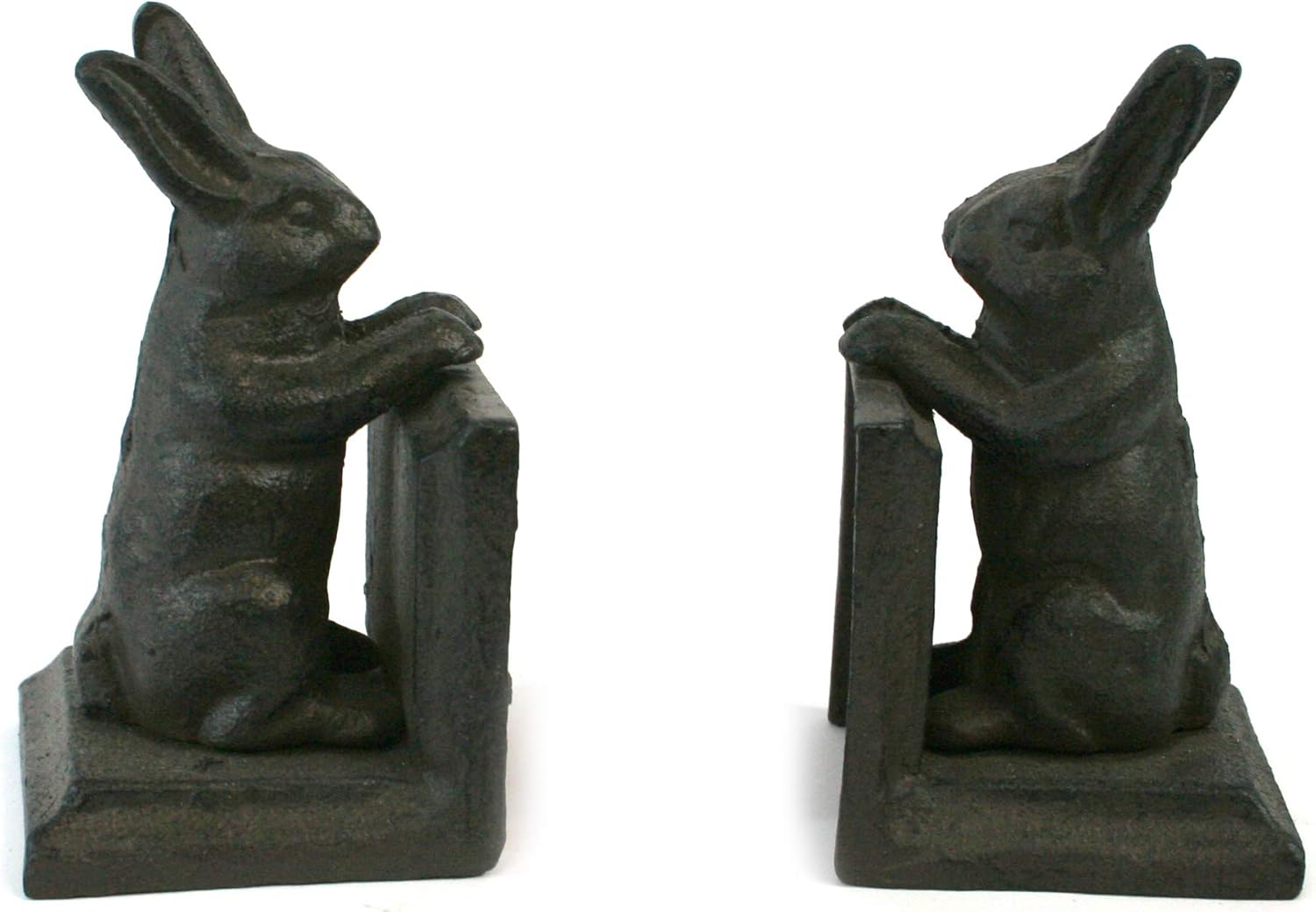 Antique style Cast Iron Bookends or Door Stop. A set of 2 animals playing. Perfect for a rabbit lover and a book lover alike. (Rabbit)