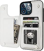 Vista 13 de ONETOP - Funda tipo cartera compatible con iPhone 13 Pro Max con tarjetero, piel sintética, ranuras para tarjetas, doble cierre magnético y funda