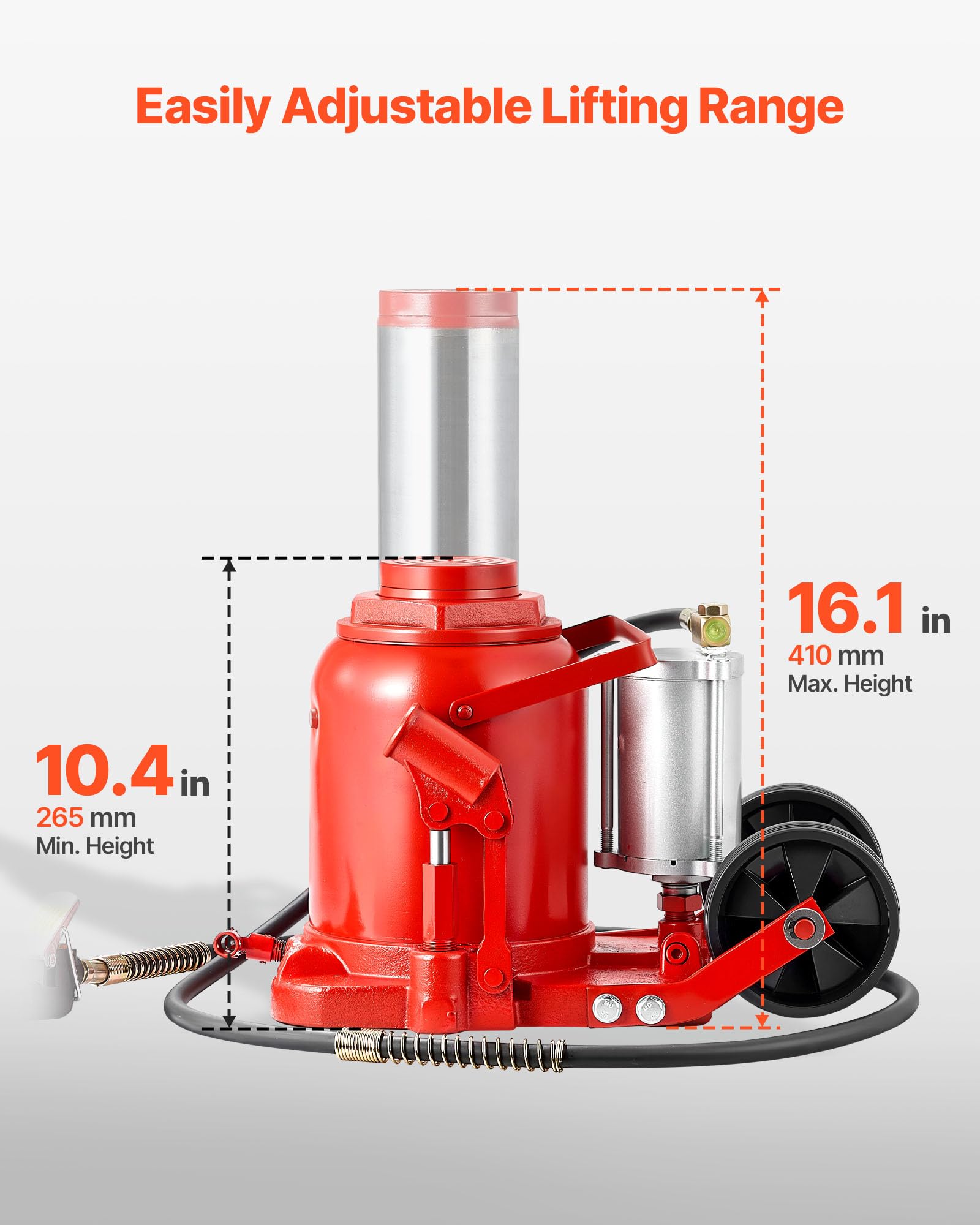 VEVOR Martinetto Idraulico a Bottiglia per Auto Carico di 50 t, Cric a Bottiglia Saldato per Impieghi Gravosi Pneumatico o Manuale con Pompa per SUV, Camion, Camper, Riparazione Auto, Rosso