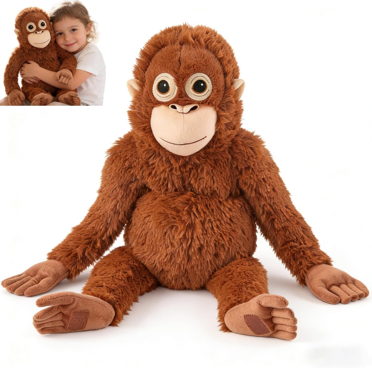 Genérico Mono Peluche Naranja 90 Cm,Mono De Peluche con Correas De En Manos Y Pies. para DecoracióN Infantil, HabitacióN De NiñA, Cama, CojíN Y Accesorio FotográFico del Hogar (90CM)
