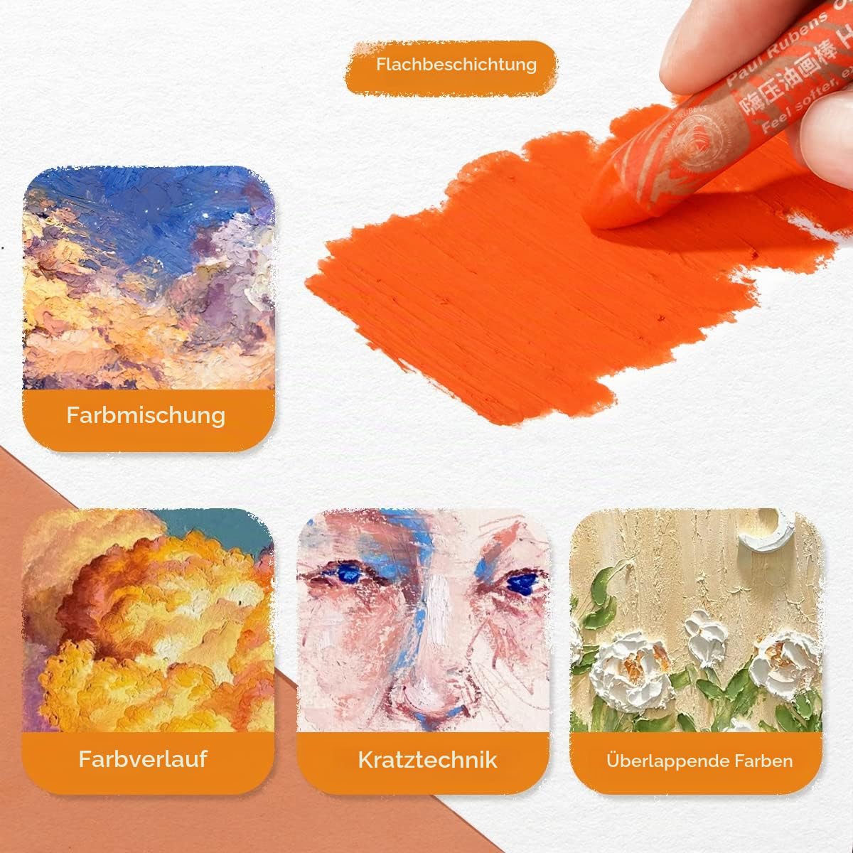 Paul Rubens Ölpastellkreide Set, 72 Farben Oil Pastels Weiche Pastellfarben für Künstler, Studenten und, Ideal zum Skizzieren, Dekorieren