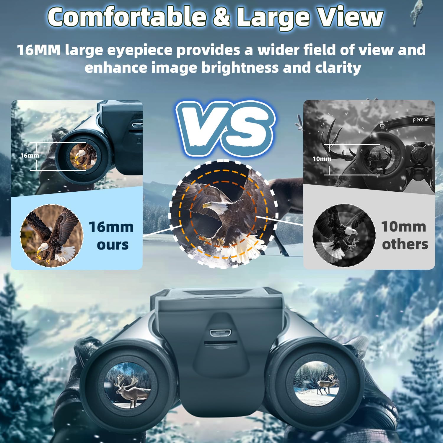 Binocolo digitale per adulti, 12 x 32, con fotocamera, 5 MP, video Full HD, schermo LCD da 2 pollici con scheda micro SD da 32 GB, per bird watching, caccia, calcio, concerti teatro, colore argento