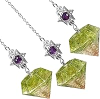 Vista 46 de Rockcloud Stone Pendulum for Dowsing Divitation Meditation Reiki Healing Energy Balancing with Dream Catcher, Fluorite