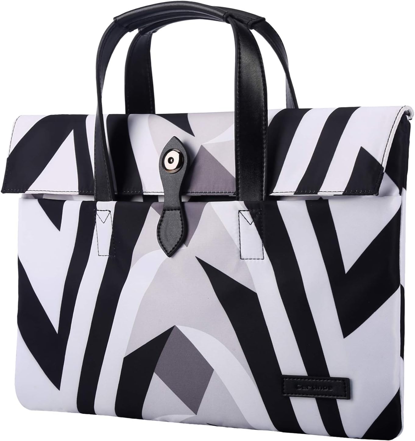 15.6 Inch Laptop Bag Sleeve Case Computer Carrying Bag Waterproof Padded PU Leather Handbag Shockproof Notebook Case for MacBook Pro 15 Touchbar/ 15 inch Ultrabook Chromebook, Zebra