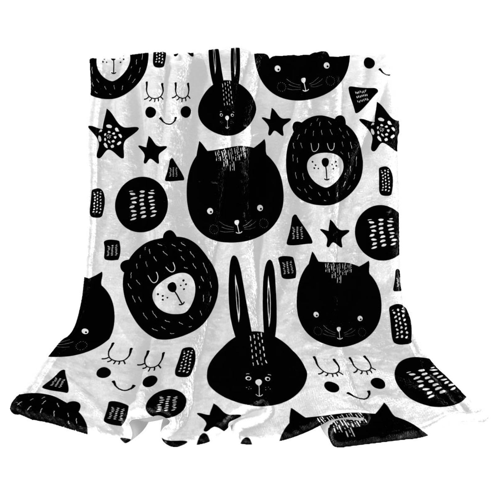 Couverture de lit polaire chat ours pour chambre et salon douce dimension 150x130cm