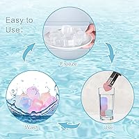 Vista 6 de Paquete de 80 cubitos de hielo reutilizables que cambian de color para bebidas, coloridos cubos de hielo cuadrados de plástico sin diluir sin BPA
