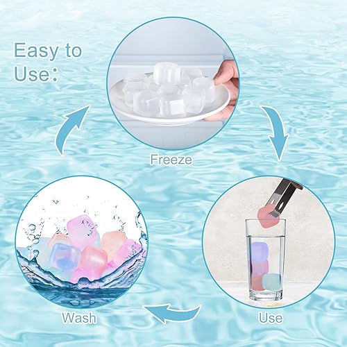 Miniatura 6 de Paquete de 80 cubitos de hielo reutilizables que cambian de color para bebidas, coloridos cubos de hielo cuadrados de plástico sin diluir sin BPA,