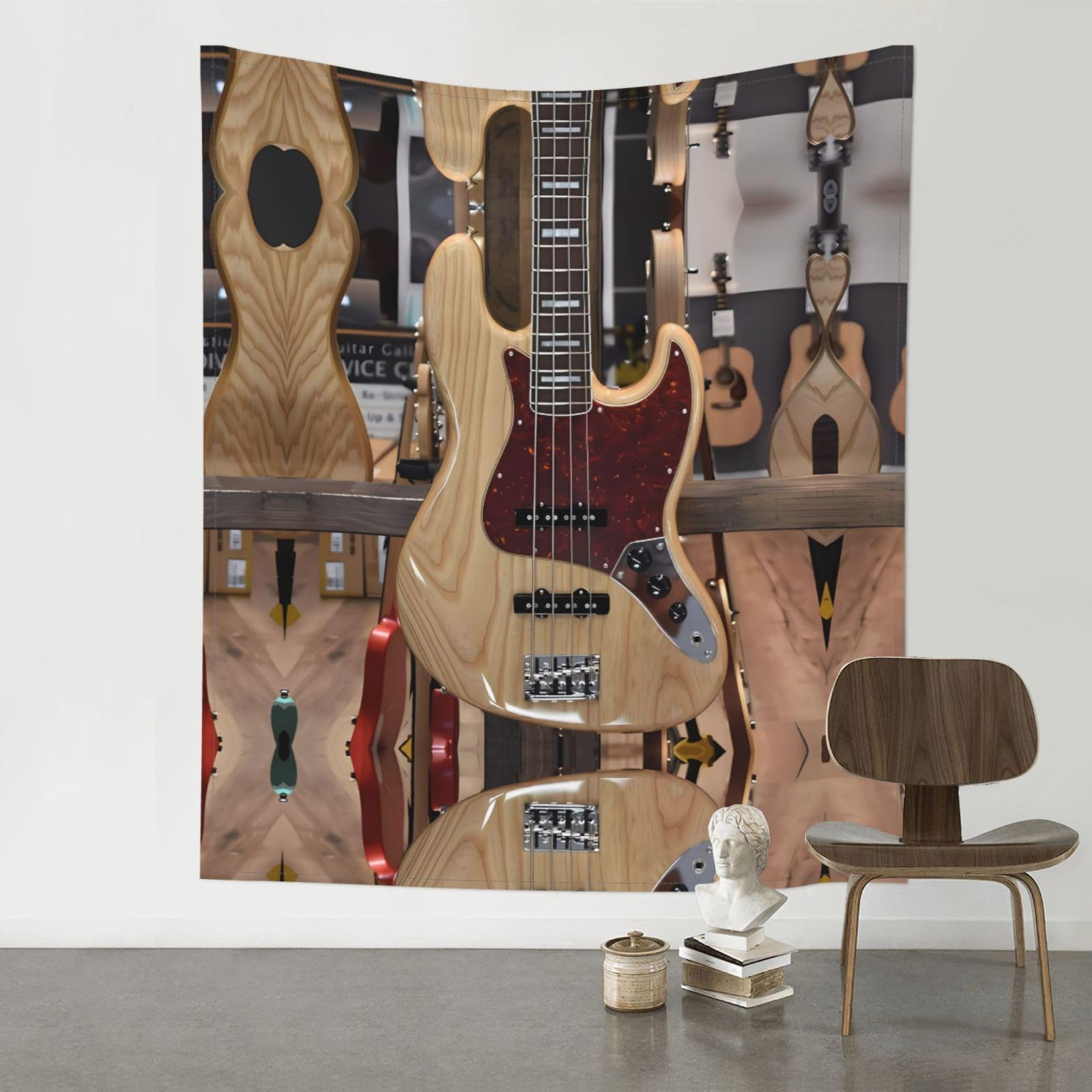 WHJSHOP Guitar Musical instrument Prints Wall Tapestry 60x51in – High-Grade Polyester Throw Blanket for Dorm Decor, Beach Cover-Ups & Home Accents