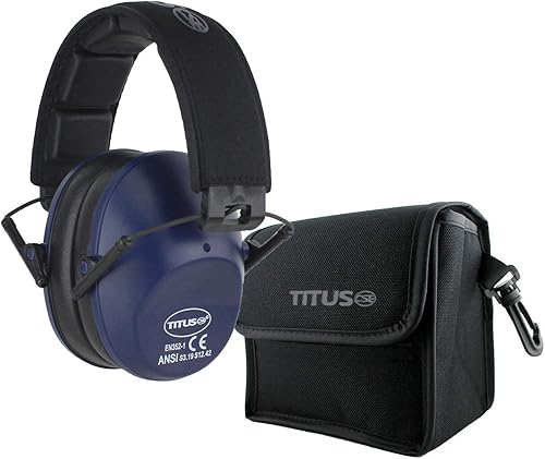TITUS Orejeras premium de bajo perfil de la serie 2, clasificación ANSI, alta reducción de ruido NRR, banda deportiva duradera, protección auditiva