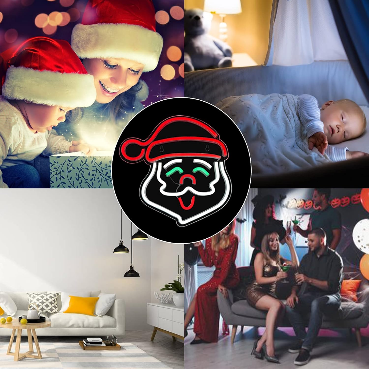 Santa Claus Neon Sign, Christmas LED Neon Signs for Wall Decor,Christmas Acrylic Neon Light Signs with USB/Swicth for Bedroom Teen Girl Kid Party - Image 6
