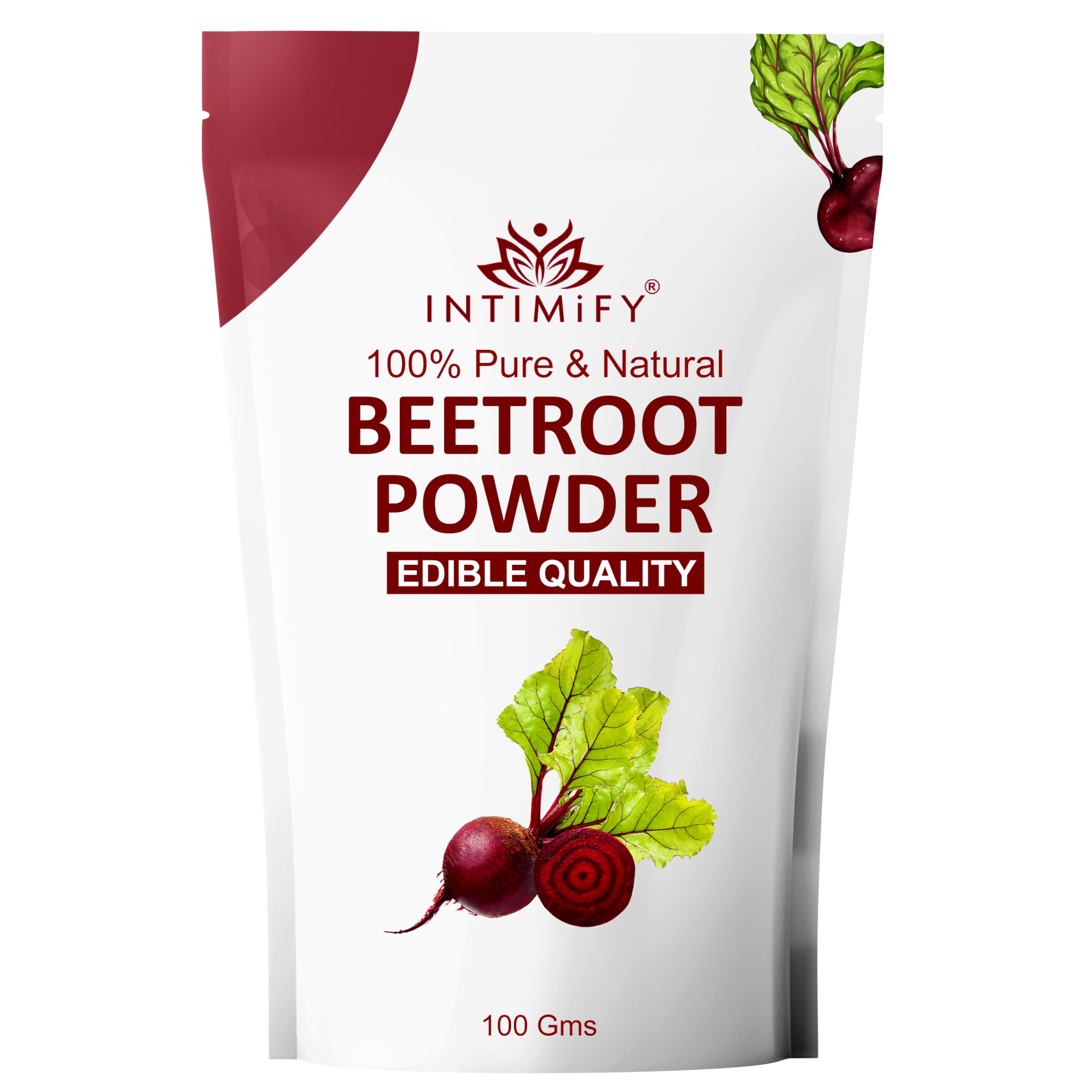 INTIMIFY Beetroot Powder For Drinking, For Face Pack, For Hair For Women & Men 100 Gms (Pack of 1)