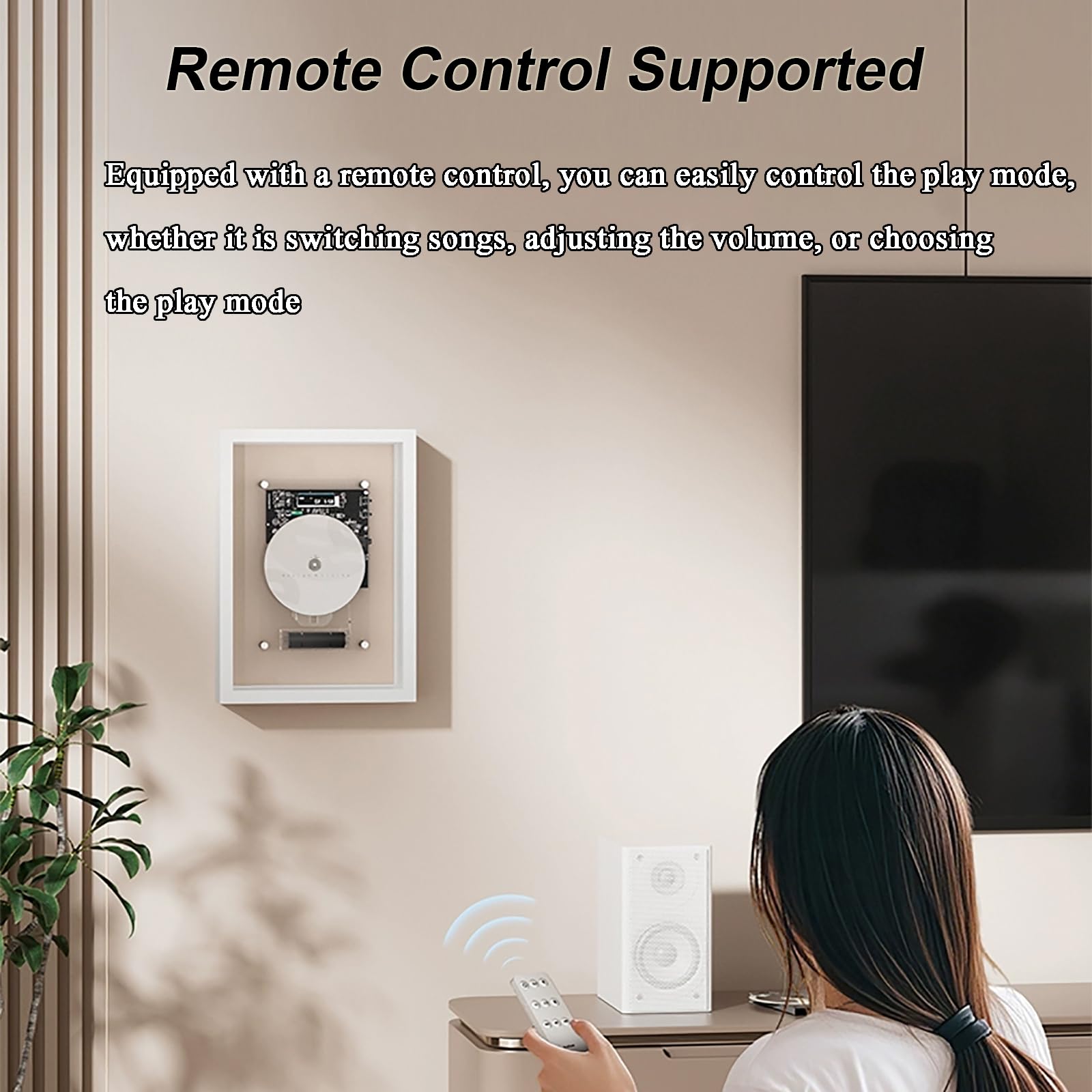 Odtwarzacz CD Bluetooth, muzyka, dekoracyjna ramka na zdjęcia z pilotem zdalnego sterowania, wyjście AUX, 2 opcje rozmieszczenia do dekoracji domu, biura i galerii