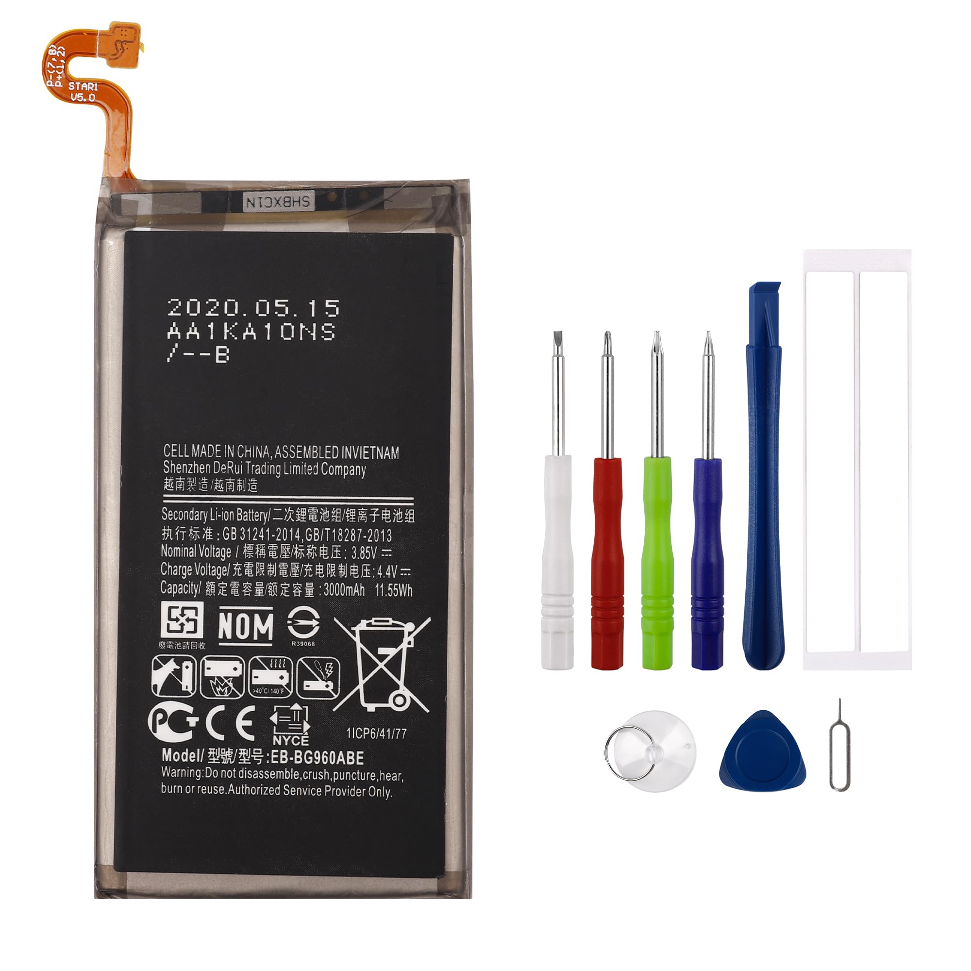 SWARK New Rechargeable Battery EB-BG960ABE Compatible Galaxy S9 SM-G960, SM-G960A, SM-G960T, SM-G960P, SM-G960V, SM-G960R4, SM-G960F, SM-G960U with Tools