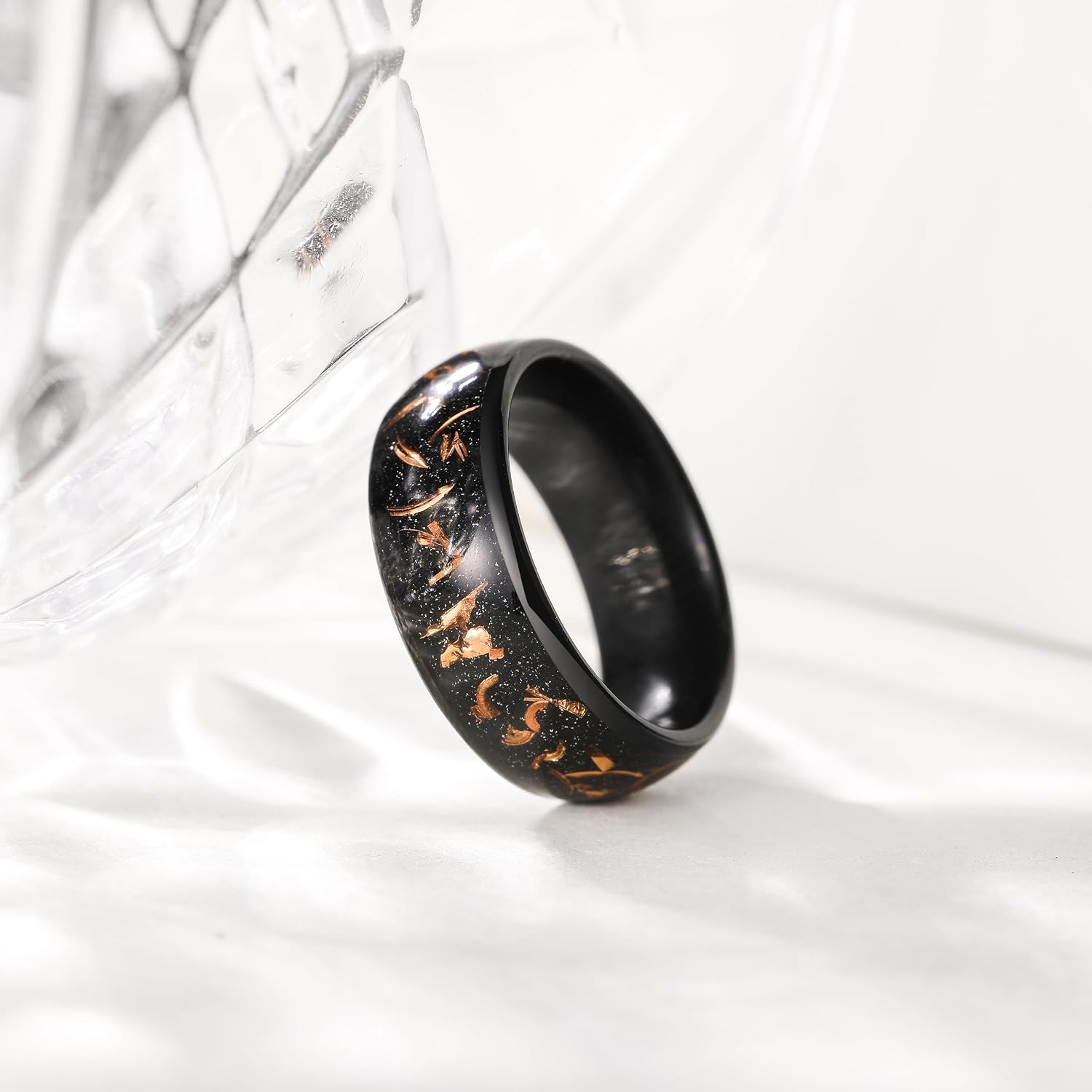 THREE KEYS JEWELRY Tungsten Rings for Women Wedding Band with Opal Stone Foils Inlay Unisex Engagement Ring Domed Polish