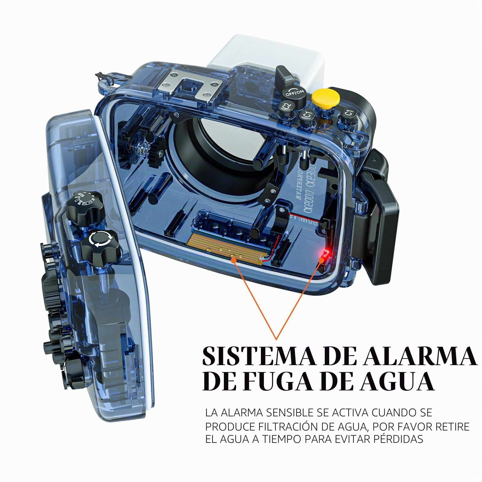 Sea frogs pour Sony a6500 a6400 a6300 a6000 Plongée Sous-Marine Avec caméra 195M / 60M Boîtier étanche (boîtier + filtre Rouge)