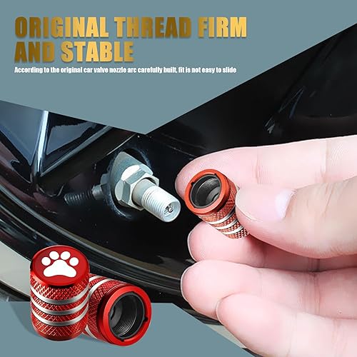 Miniatura 4 de 5 tapas de válvula de automóvil, 0.43 x 0.62 pulgadas, linda cubierta de válvula de rosca sin cámara de pata de perro, adecuada para la mayoría de