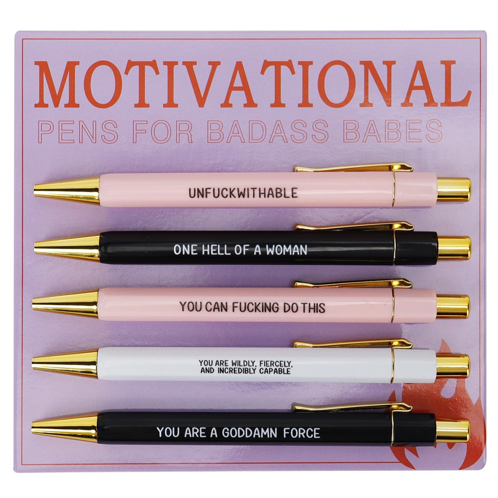 Funny Pens, Motivational Badass Pen Set, Swear Word Daily Pen Set, Daily Ballpoint Pen Set with Black Ink, Funny Inspirational Pens with Sayings for Adult Coworkers Office Supplies Secret Santa Gifts