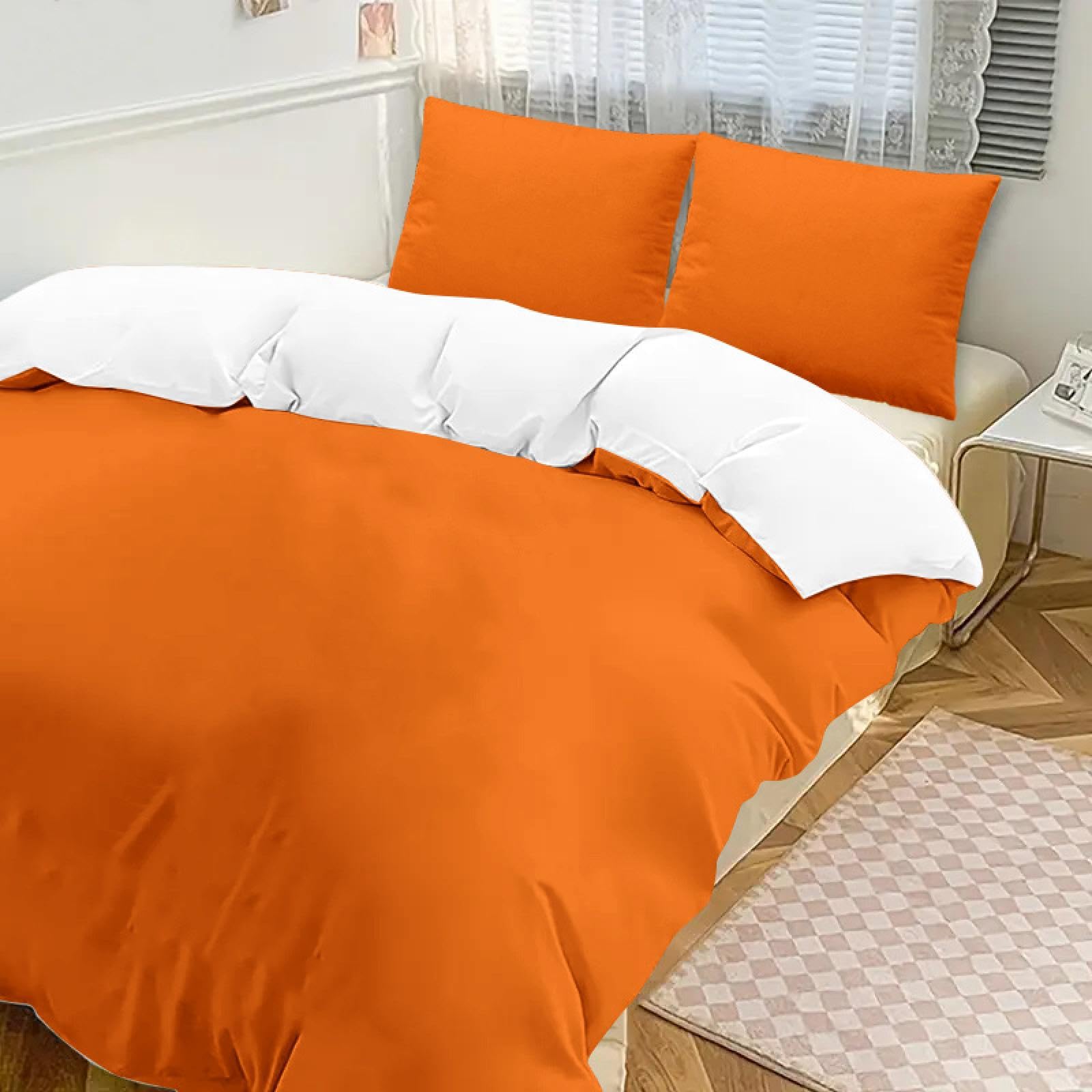 Housse de couette luxueuse orange texture légère parure de lit 3 pièces haut de gamme